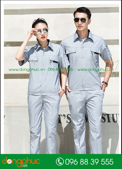 Mẫu bảo hộ màu ghi cộc tay